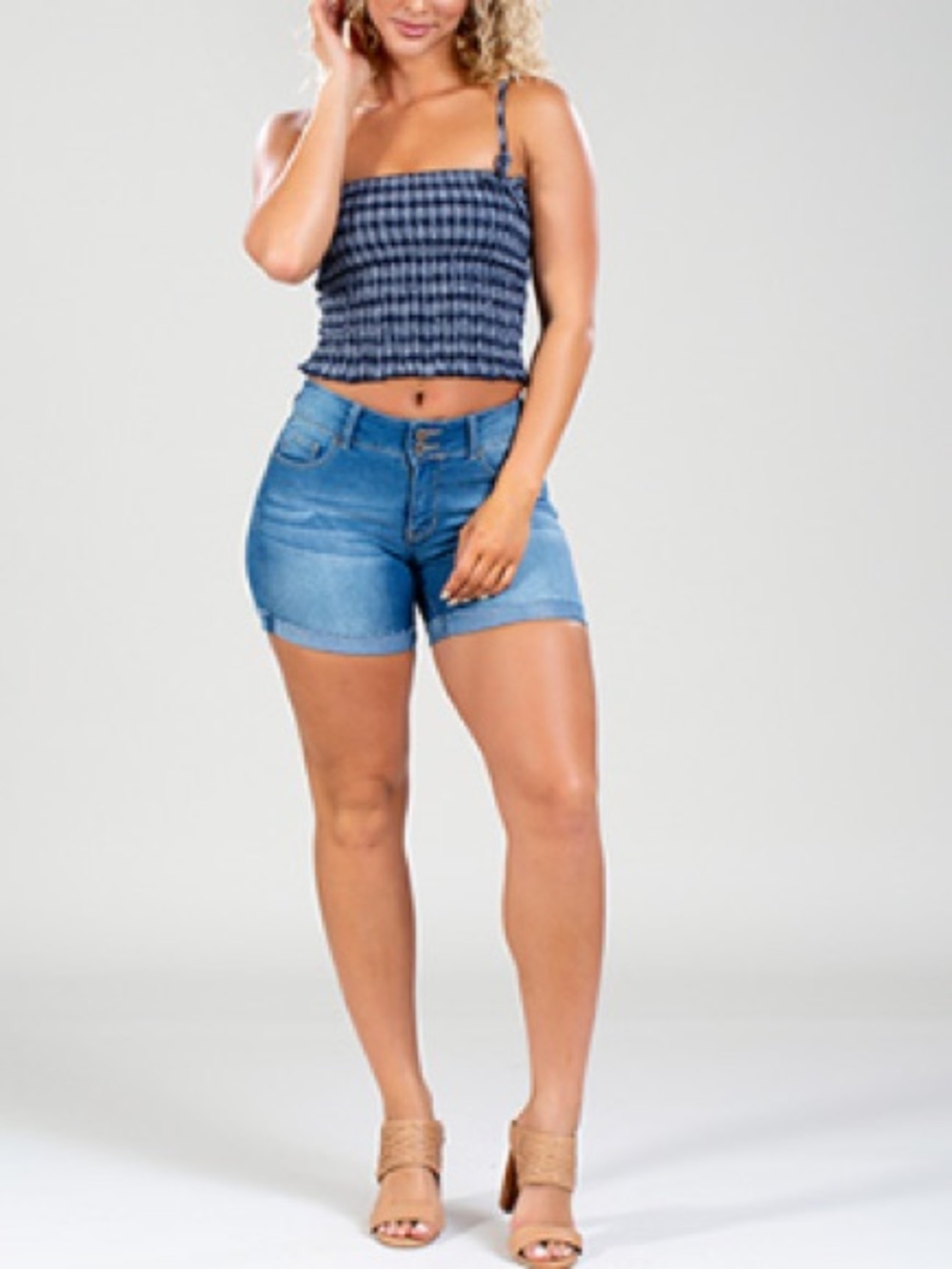 YMI Light Blue Denim Jean Shorts